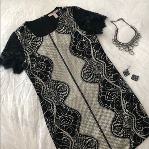 Black lace shirt dress with necklace &earrings
